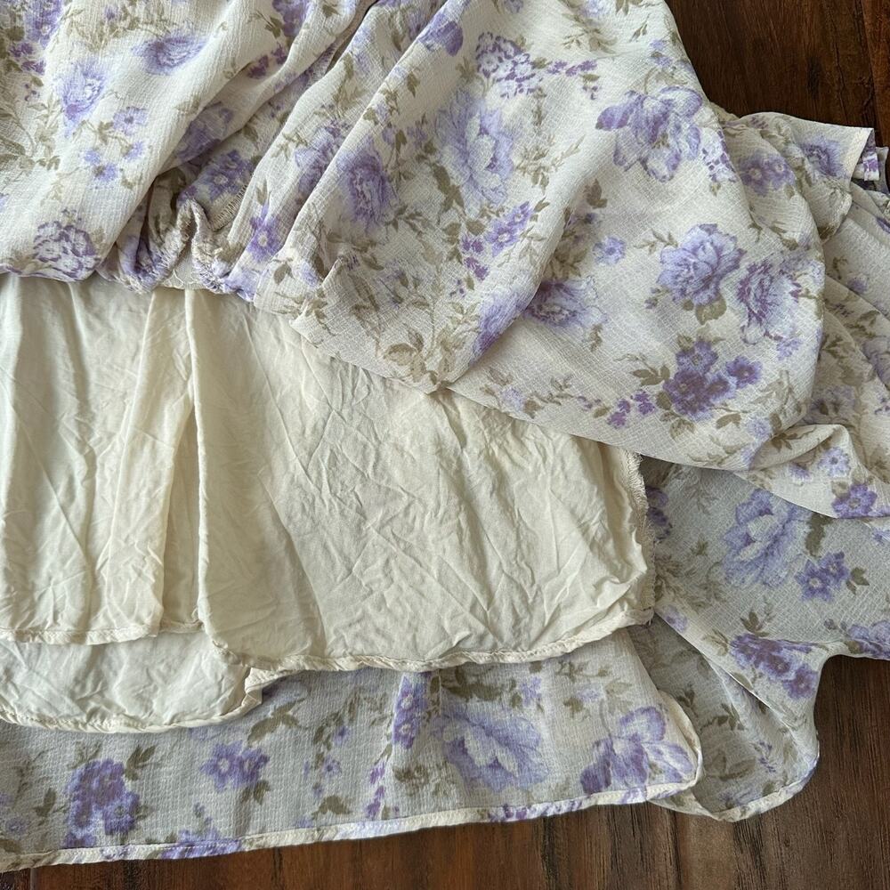 FREE PEOPLE Now & Then Maxi Skirt Cream Floral Lace Ruffled Cottagecore - Picture 10 of 15